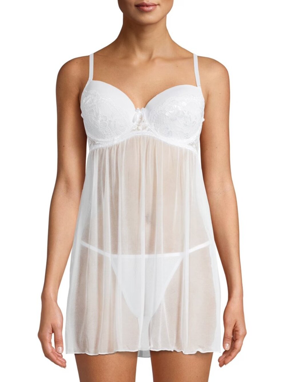 NEW Cosmopolitan 2 Piece Lingerie Baby doll and G-String White Medium